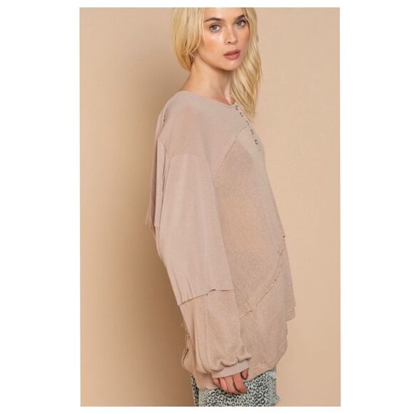 BOHO Knit hooded Top in Mocha - Picture 6 of 8